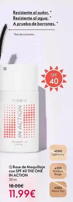 Oriflame Base de maquillaje con fps 40 the one in action oferta