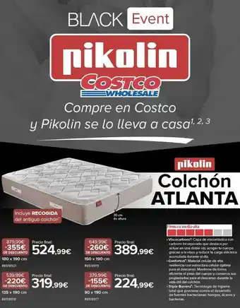 Costco Pikolin colchón atlanta oferta