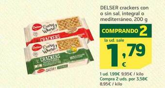 HiperDino Delser crackers con o sin sal integral o mediterráneo oferta