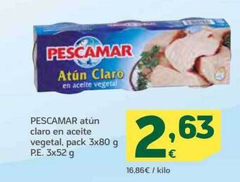 HiperDino Pescamar atún claro en aceite vegetal oferta