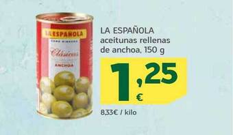 HiperDino La española aceitunas rellenas de anchoa oferta