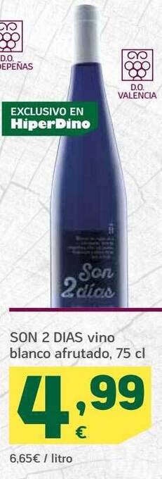 HiperDino Son 2 dias vino blanco afrutado oferta