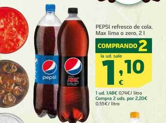 HiperDino Pepsi refresco de cola max lima o zero oferta