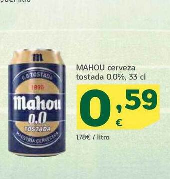 HiperDino Mahou cerveza tostada 0.0% oferta