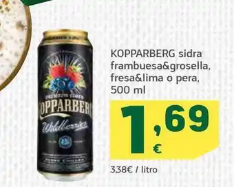 HiperDino Kopparberg sidra frambuesa&grosella fresa&limon o pera oferta
