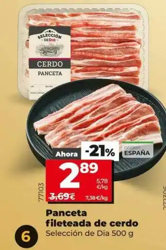 Dia Panceta fileteada de cerdo selección de dia oferta
