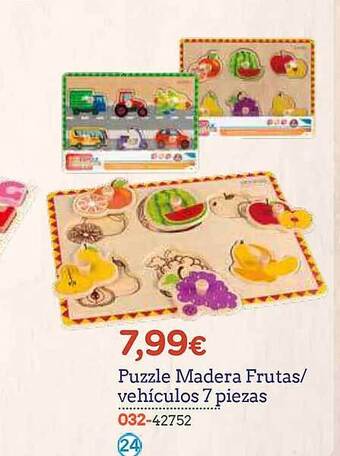Super Juguete Puzzle madera frutas-vehículos 7 piezas oferta
