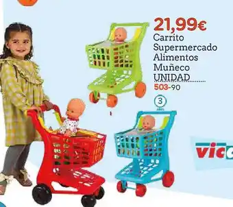 Carrito supermercado alimentos muñeco