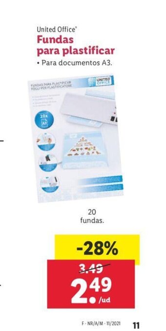 Lidl United Office Fundas para plastificar oferta