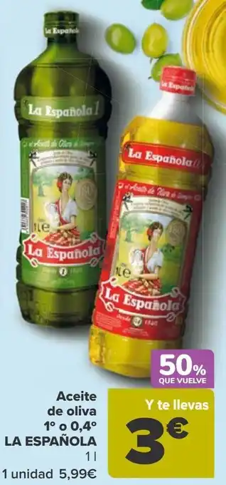 Carrefour Aceite de oliva 1º 0 0,4º la española oferta