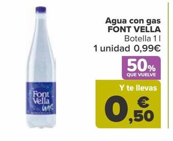 Carrefour Agua con gas font vella oferta
