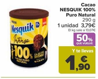 Carrefour Cacao nesquik 100% puro natural oferta