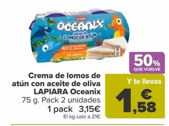 Carrefour Crema de lomos de atún con aceite de oliva la piara oceanix oferta