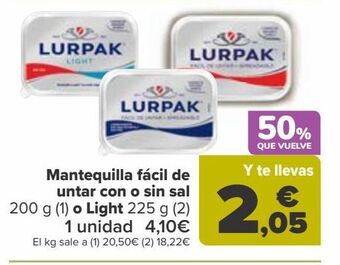 Carrefour Mantequilla fácil de untar con o sin sal o light oferta