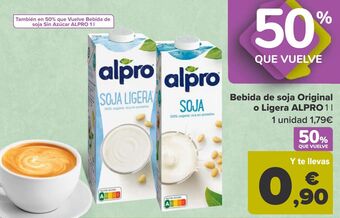 Carrefour Bebida de soja original o ligera alpro oferta