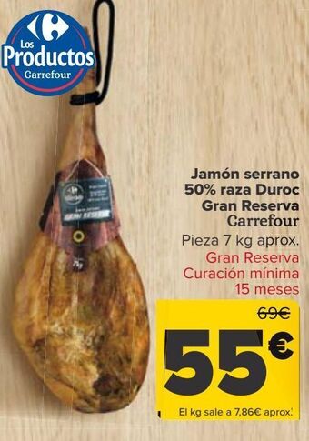 Carrefour Jamón serrano 50% raza duroc gran reserva carrefour oferta