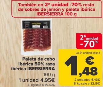Carrefour Paleta de cebo ibérica 50% raza ibérica ibersierra oferta