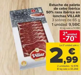 Carrefour Estuche de paleta de cebo ibérica 50% raza ibérica en lonchas villar oferta