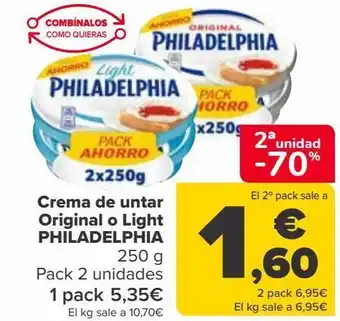 Carrefour Crema de untar original o light philadelphia oferta