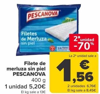 Carrefour Filete de merluza sin piel pescanova oferta