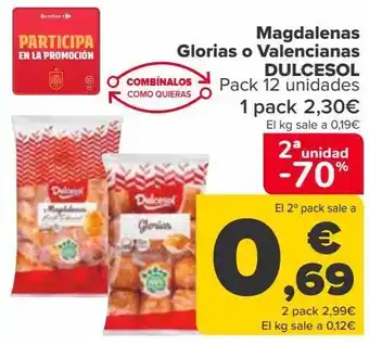 Carrefour Magdalenas glorias o valencianas dulcesol oferta