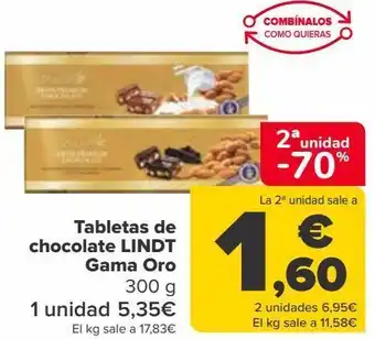 Carrefour Tabletas de chocolate lindt gama oro oferta