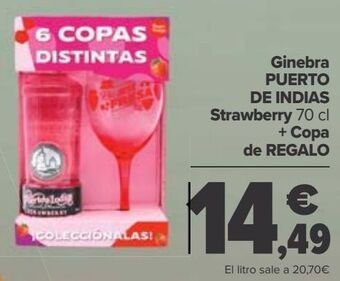 Carrefour Ginebra puerto de indias strawberry + copa de regalo oferta