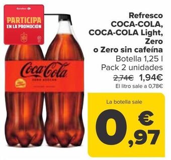 Carrefour Refresco coca-cola, coca-cola light, zero o zero sin cafeína oferta