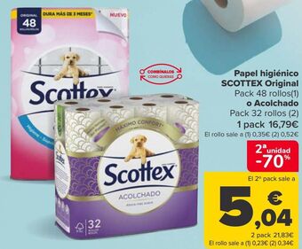 Carrefour Papel higiénico scottex original o acolchado oferta