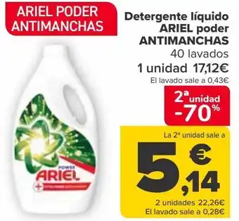 Carrefour Detergente líquido ariel poder antimanchas oferta