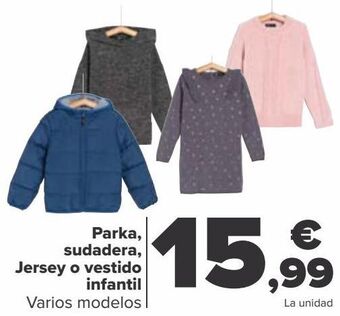 Carrefour Parka, sudadera, jersey o vestido infantil oferta