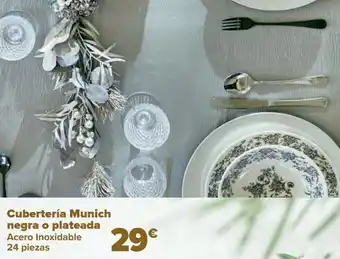Carrefour Cubertería munich negra o plateada oferta