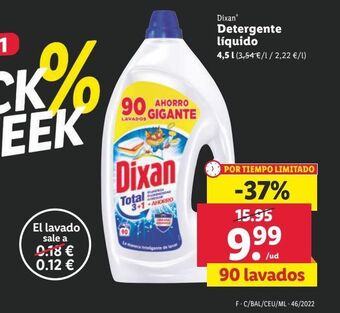 Lidl Detergente líquido dixan oferta