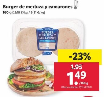 Lidl Burger de merluza y camarones oferta