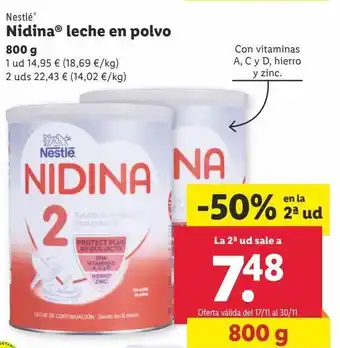 Lidl Leche en polvo nidina oferta