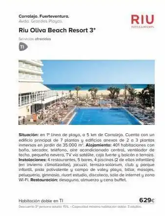 Viajes El Corte Inglés Corralejo. fuerteventura. avda. grandes playas. riu oliva beach resort 3* servicios ofrecidos ti riu hotels & resorts s oferta