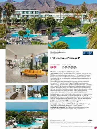 Viajes El Corte Inglés An ***** playa blanca. lanzarote. c/ la maciot, 1. h10 lanzarote princess 4* nuestras ventajas servicios ofrecidos h10 oferta