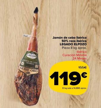 Carrefour Market Jamón de cebo ibérico 50% raza ibérica legado elpozo oferta