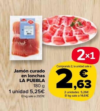 Carrefour Market Jamón curado en lonchas la puebla oferta