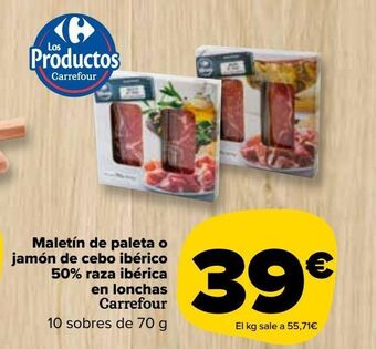 Carrefour Market Maletín de paleta o jamón de cebo ibérico 50% raza ibérica en lonchas carrefour oferta