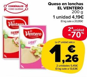 Carrefour Market Queso en lonchas el ventero oferta