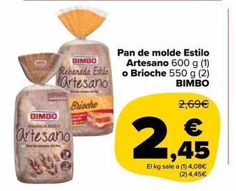 Carrefour Market Pan de molde estilo artesano o brioche bimbo oferta