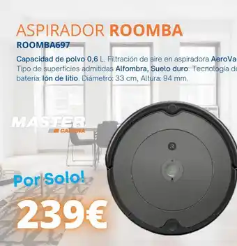 Master Cadena Aspirador roomba roomba697 capacidad de polvo 0,6 l. filtración de aire en aspiradora aerovac. tipo de superficies admitida oferta