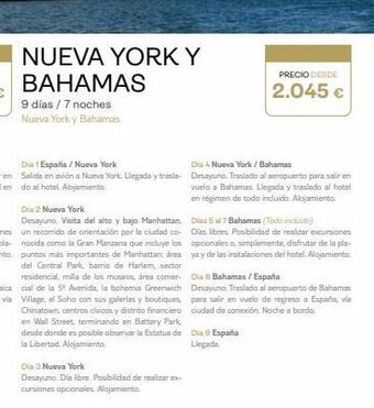Viajes El Corte Inglés Nueva york y bahamas 9 días / 7 noches nueva york y bahamas dia 1 españa / nueva york dia 4 nueva york / bahamas salida e oferta