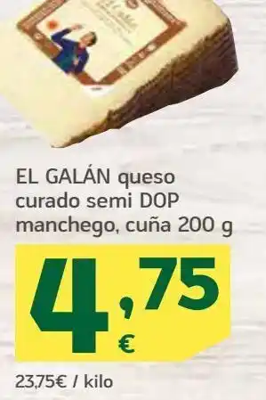 HiperDino Queso curado semi dop manchego, cuna el galan oferta