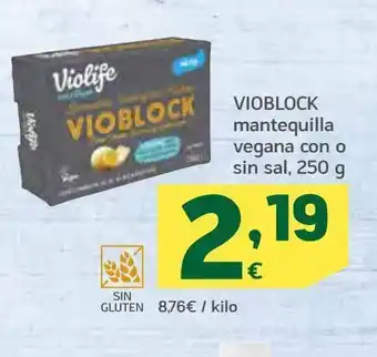 HiperDino Mantequilla vegana con o sin sal vioblock oferta