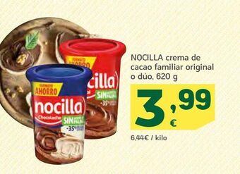 HiperDino Crema de cacao familiar original o duo nocilla oferta