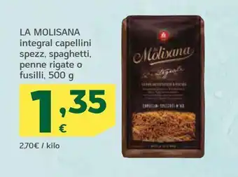 HiperDino Integral capellini spezz, spaghetti, penne rigate o fusilli la molisana oferta