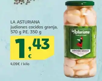 HiperDino Judiones cocidos granja, 570 g p.e. 350 g la asturiana oferta