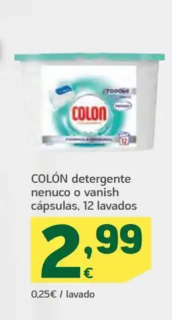 HiperDino Detergente nenuco o vanish capsulas, 12 lavados colon oferta